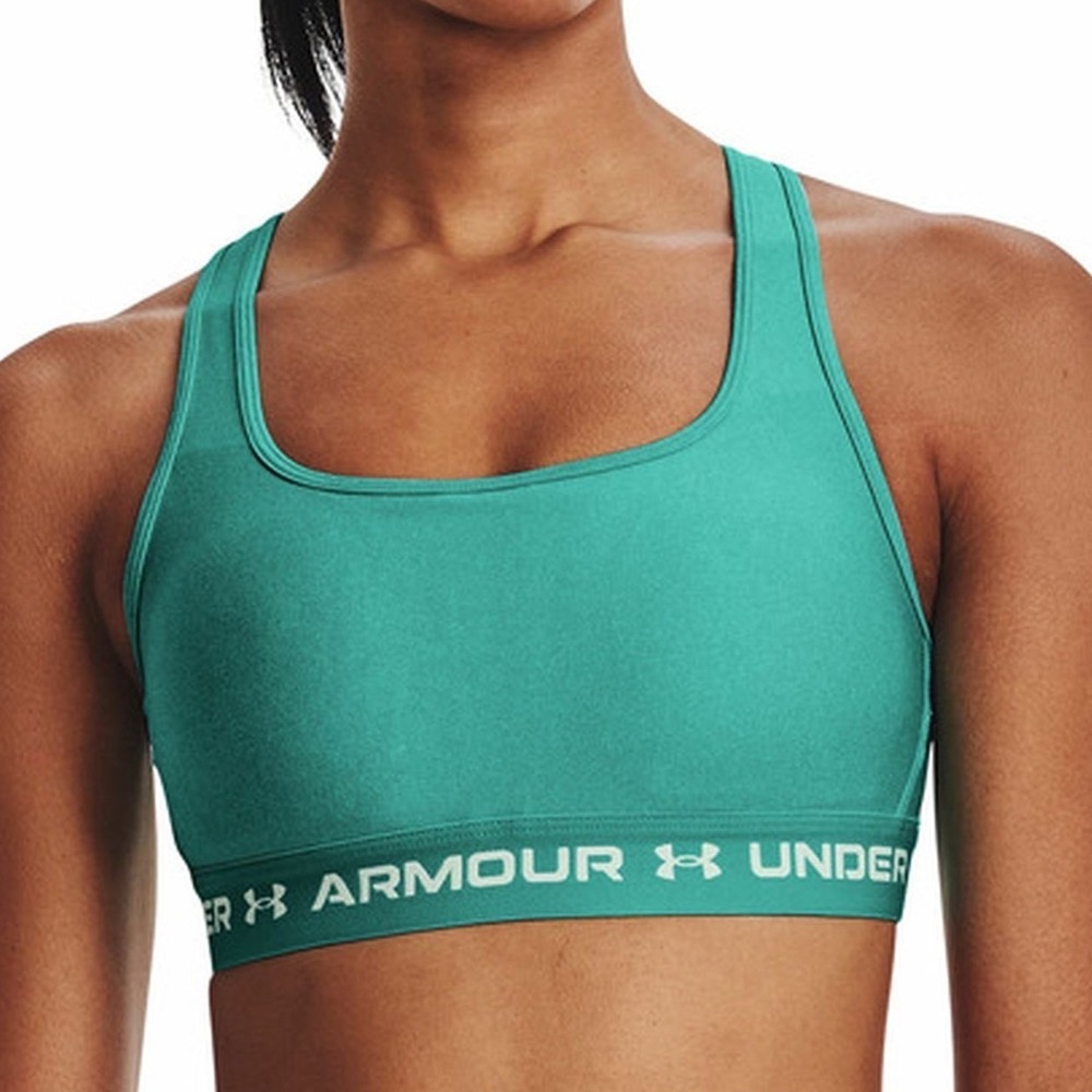 Under Armour Womens Mid Crossback Sports Bra‎ Teal XS Workout Gym Med Suport